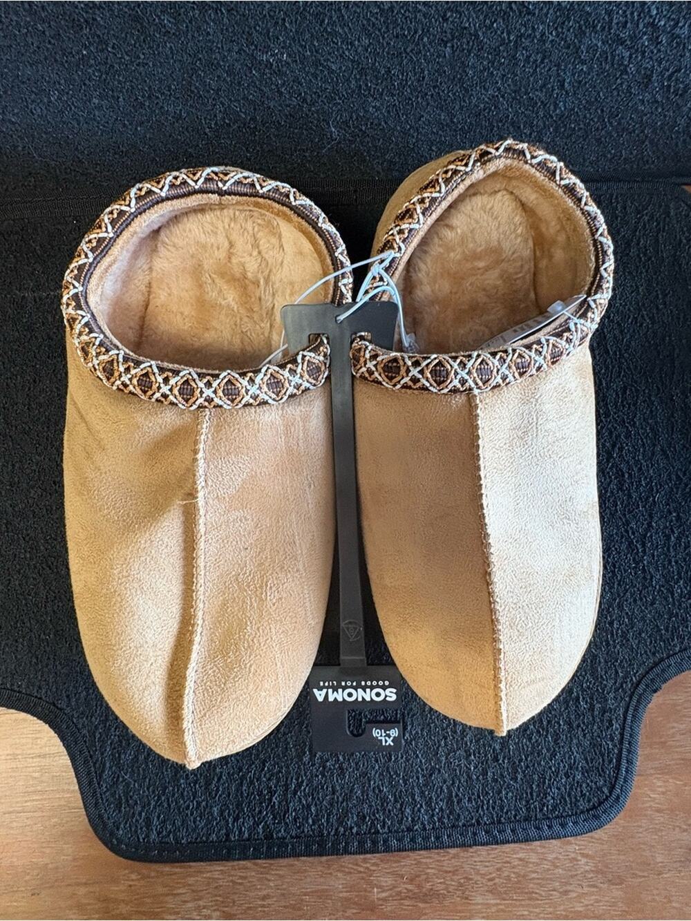 Sonoma Faux Suede Sherpa Slippers Size XL (9–10) NWT